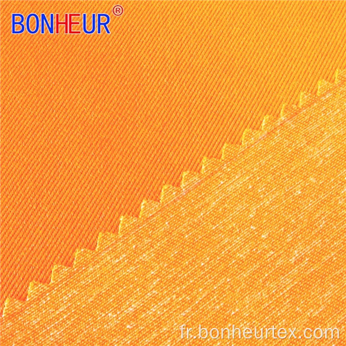 Tissu en polyester et coton satiné orange jaune fluorescent